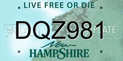 DQZ981 New Hampshire License Plate