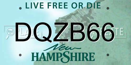 DQZB66 New Hampshire License Plate