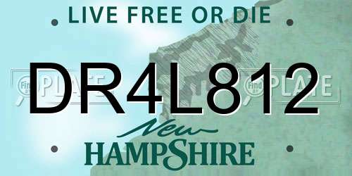 DR4L812 New Hampshire License Plate