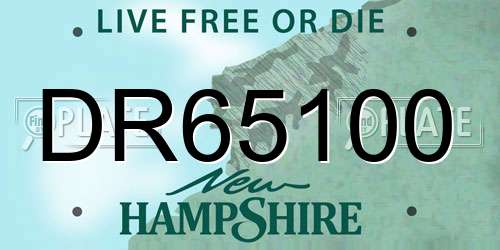 DR65100 New Hampshire License Plate