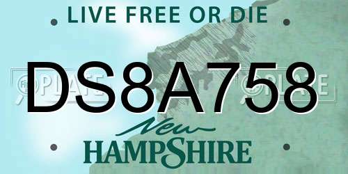DS8A758 New Hampshire License Plate