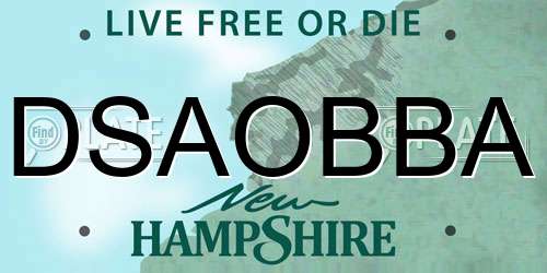 DSAOBBA New Hampshire License Plate
