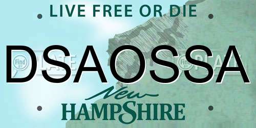DSAOSSA New Hampshire License Plate