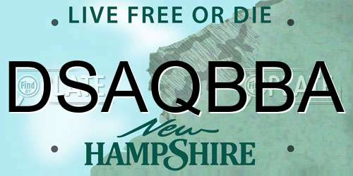 DSAQBBA New Hampshire License Plate