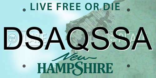 DSAQSSA New Hampshire License Plate