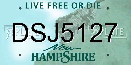DSJ5127 New Hampshire License Plate