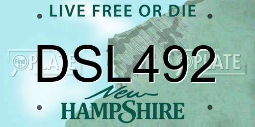 DSL492 New Hampshire License Plate