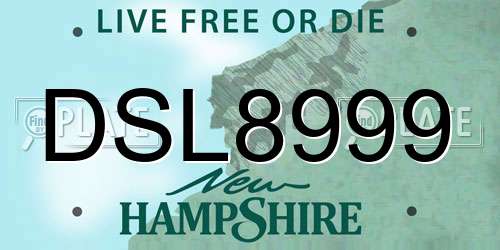 DSL8999 New Hampshire License Plate