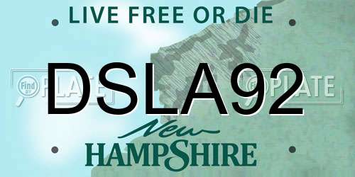 DSLA92 New Hampshire License Plate