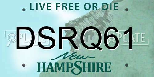 DSRQ61 New Hampshire License Plate