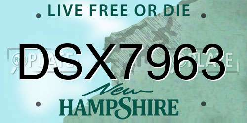 DSX7963 New Hampshire License Plate