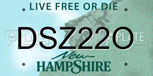 DSZ22O New Hampshire License Plate