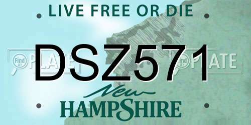 DSZ571 New Hampshire License Plate