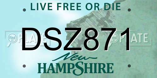 DSZ871 New Hampshire License Plate