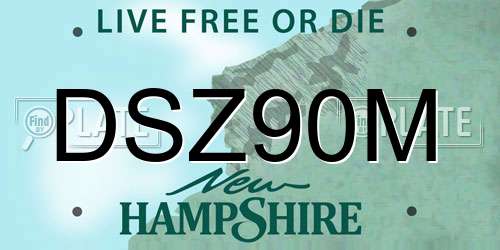 DSZ90M New Hampshire License Plate