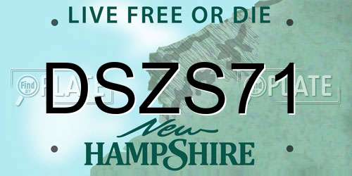 DSZS71 New Hampshire License Plate