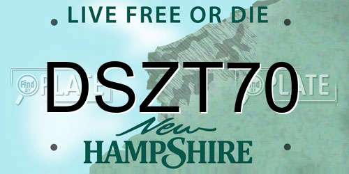 DSZT70 New Hampshire License Plate