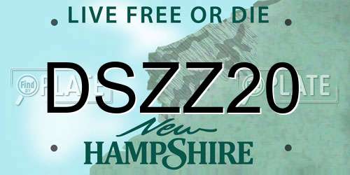 DSZZ20 New Hampshire License Plate