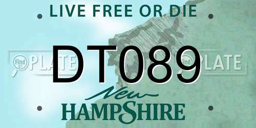 DT089 New Hampshire License Plate