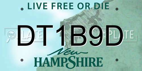 DT1B9D New Hampshire License Plate