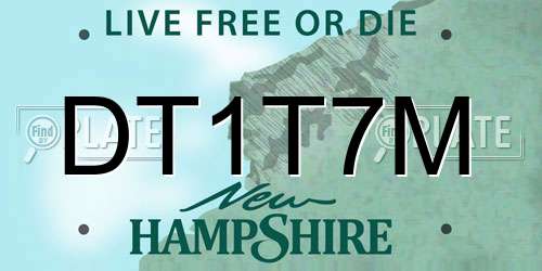 DT1T7M New Hampshire License Plate