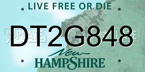 DT2G848 New Hampshire License Plate