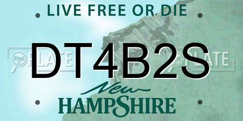 DT4B2S New Hampshire License Plate