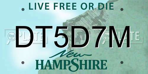 DT5D7M New Hampshire License Plate