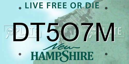 DT5O7M New Hampshire License Plate