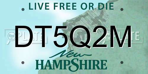 DT5Q2M New Hampshire License Plate