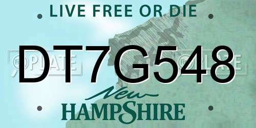 DT7G548 New Hampshire License Plate