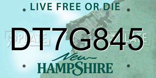 DT7G845 New Hampshire License Plate