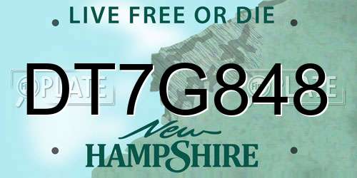 DT7G848 New Hampshire License Plate