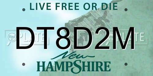DT8D2M New Hampshire License Plate