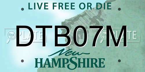 DTB07M New Hampshire License Plate