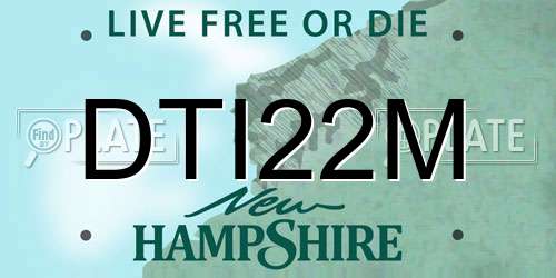 DTI22M New Hampshire License Plate
