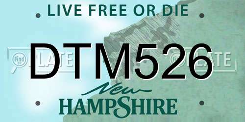 DTM526 New Hampshire License Plate