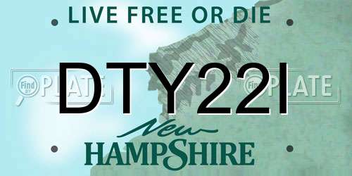 DTY22I New Hampshire License Plate