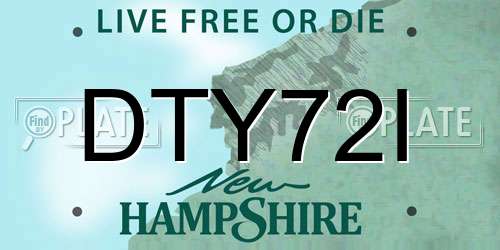 DTY72I New Hampshire License Plate