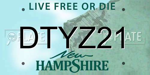 DTYZ21 New Hampshire License Plate