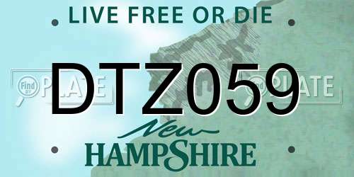 DTZ059 New Hampshire License Plate