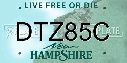 DTZ85C New Hampshire License Plate