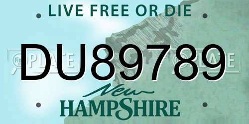 DU89789 New Hampshire License Plate
