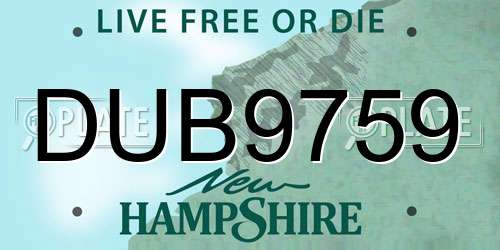 DUB9759 New Hampshire License Plate