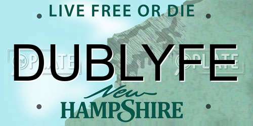 DUBLYFE New Hampshire License Plate