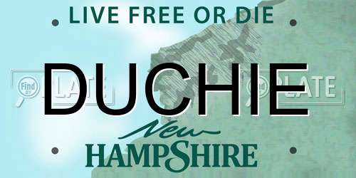 DUCHIE New Hampshire License Plate