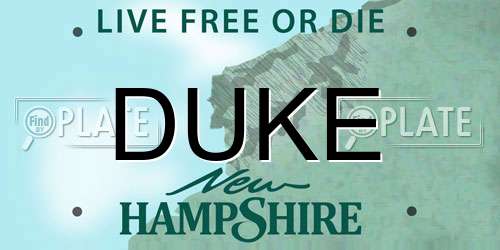 DUKE New Hampshire License Plate