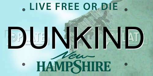 DUNKIND New Hampshire License Plate