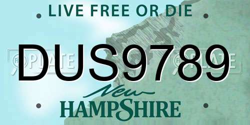 DUS9789 New Hampshire License Plate