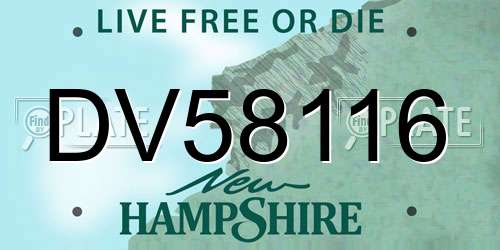 DV58116 New Hampshire License Plate